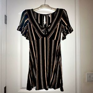 Striped tie front dress